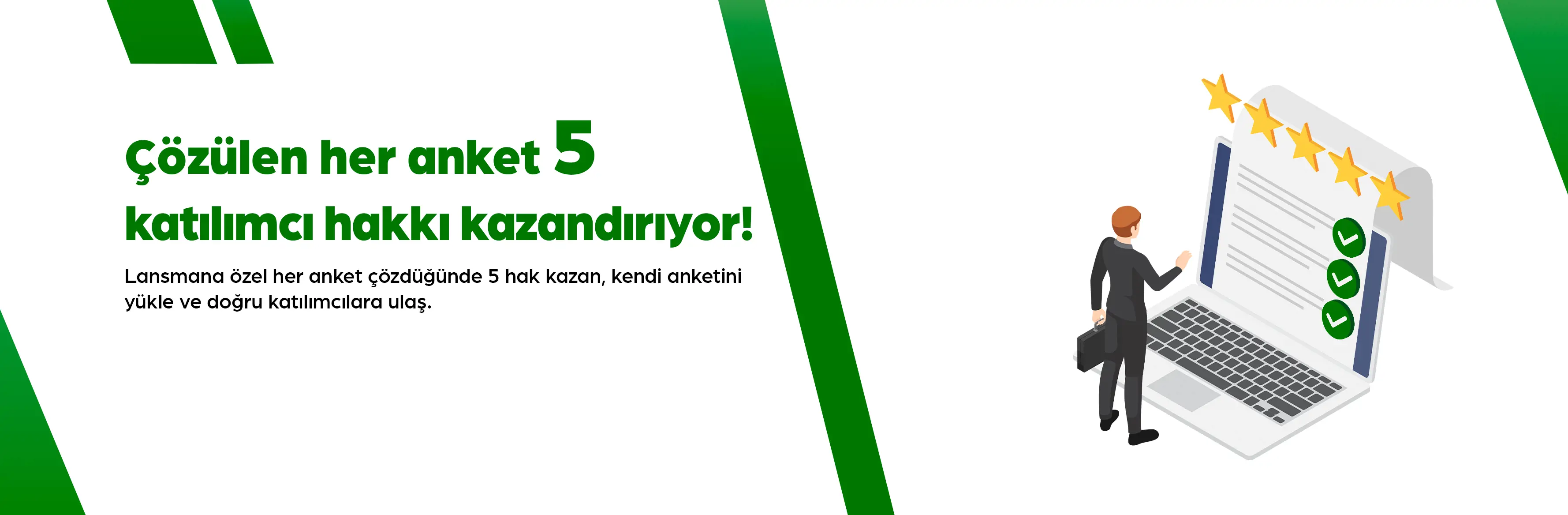  Anket çözerek 5 katılımcı hakkı kazandıran Teztamam sistemini simgeleyen illüstrasyon