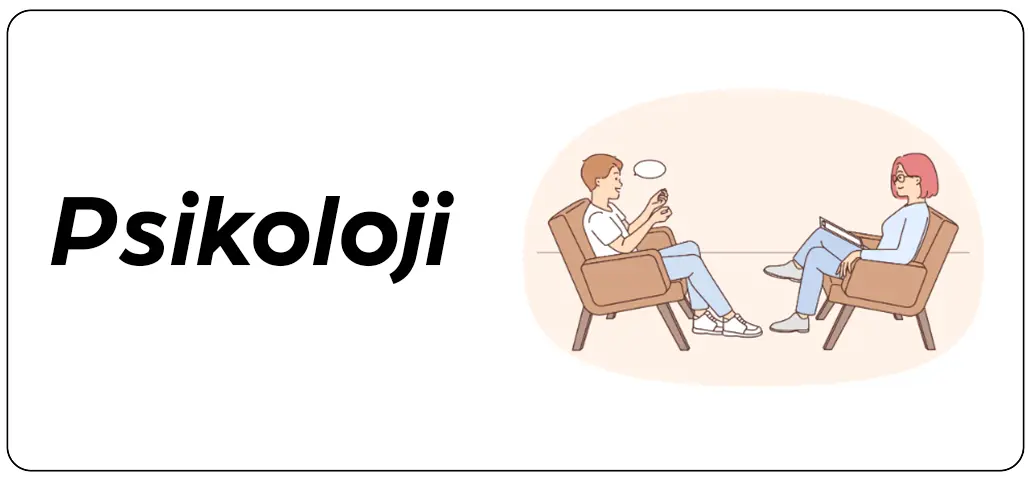 Psikoloji anket konularını temsil eden terapi koltuğunda danışman ve danışan figürlü ikon