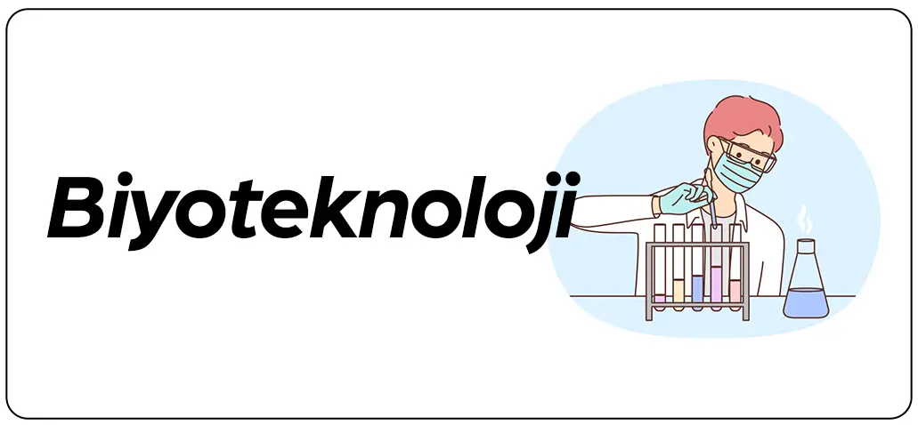 Biyoteknoloji alanını yansıtan laboratuvar çalışanı ve DNA temalı ikon