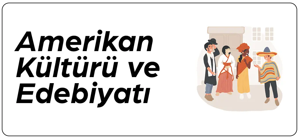 Amerikan kültürü ve edebiyatını temsil eden kültürel kıyafetli grup illüstrasyonu