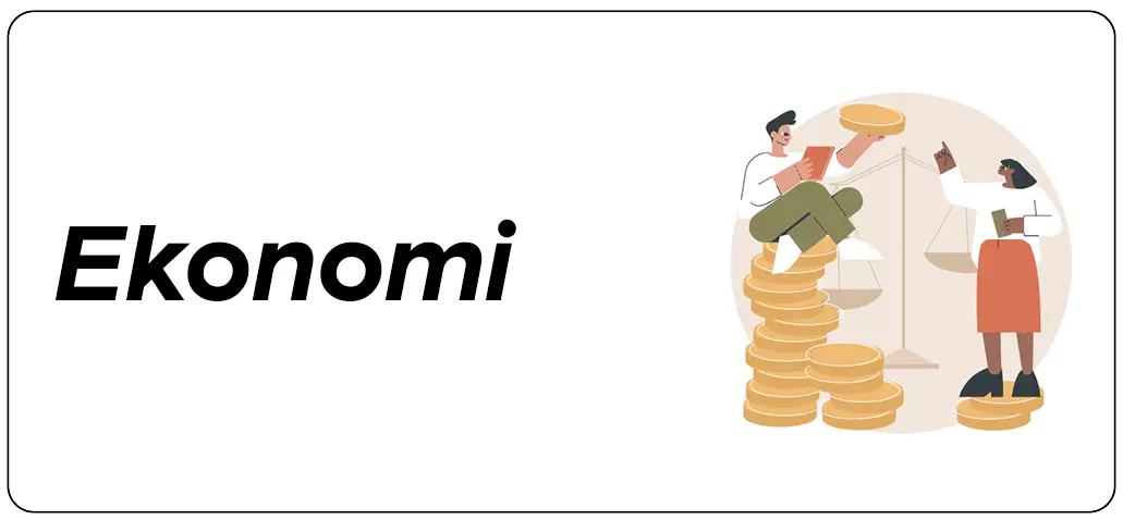 Ekonomi konulu anketler için para, büyüme grafiği ve analiz ikonları içeren görsel