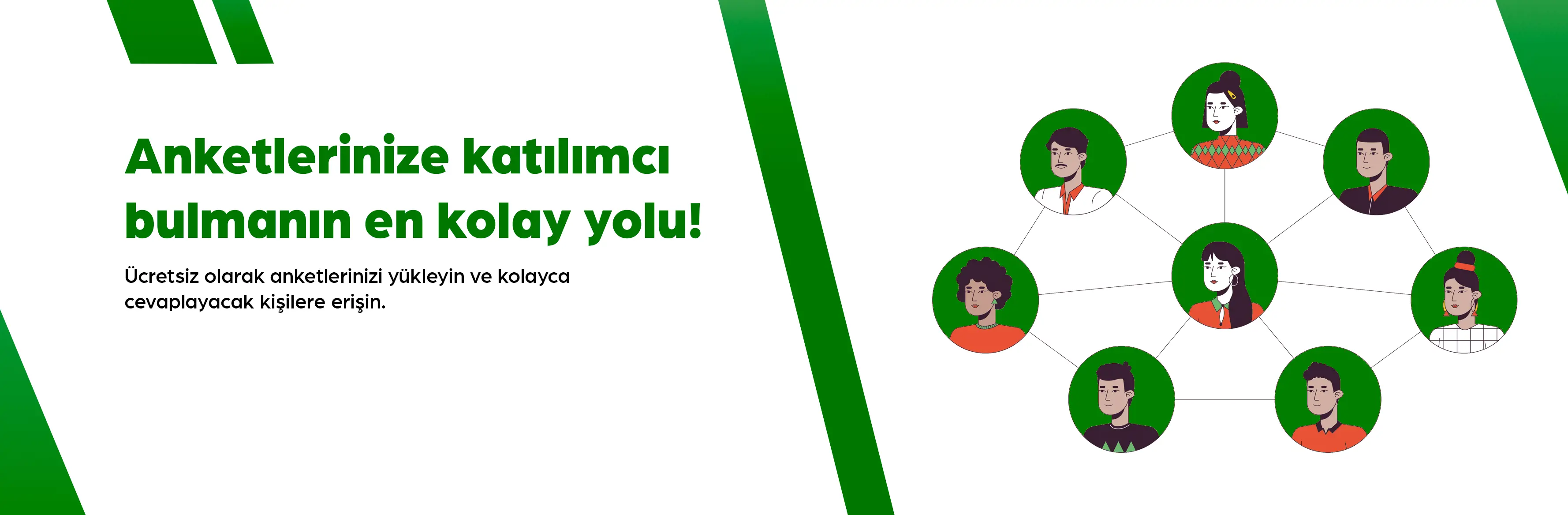 Anket yükleyerek katılımcı bulmayı kolaylaştıran Teztamam tanıtım görseli – kullanıcı ağı ve bağlantı temalı illüstrasyon