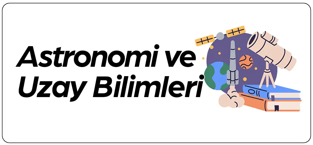 Uzay ve astronomi anket konularını simgeleyen teleskop ve gezegen temalı ikon