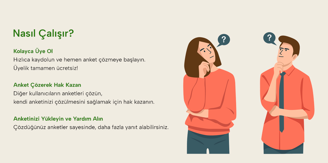 Anket oluşturma ve katılım sürecini simgeleyen temsili anket sahipleri