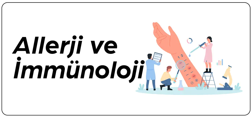 Alerji ve bağışıklık sistemi anket konularını yansıtan tıbbi temalı illüstrasyon