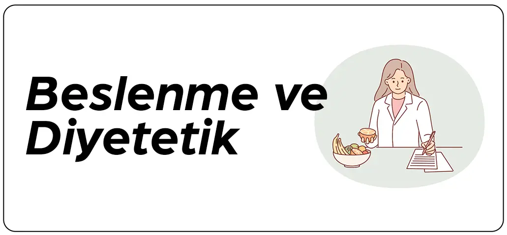 Beslenme ve diyet anketleri için yiyecek ve diyetisyen figürü içeren illüstrasyon