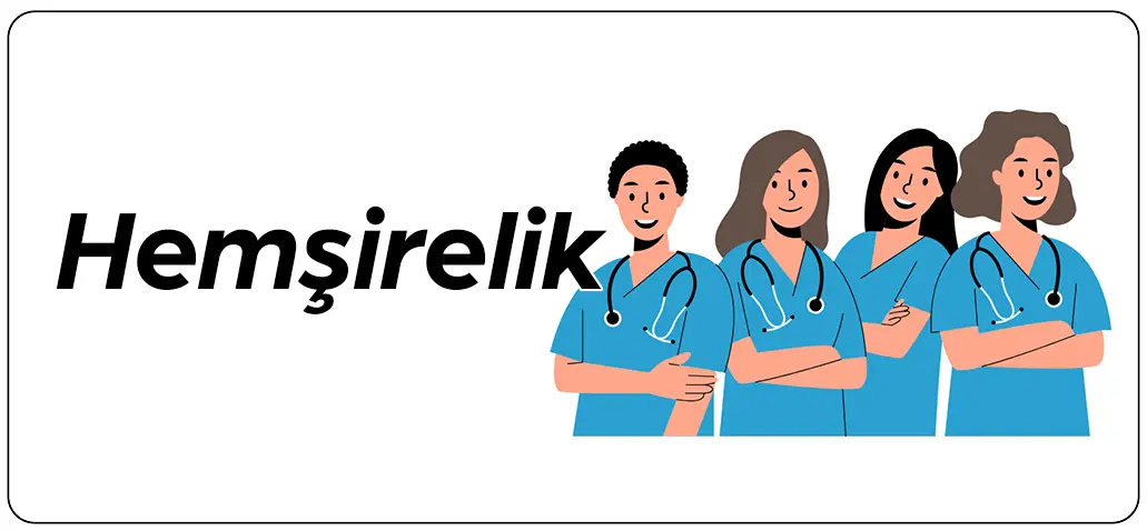 Sağlık hizmetlerinde görev alan hemşire figürleriyle hazırlanmış hemşirelik anket görseli
